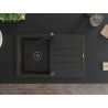 Mexen Bruno granite sink 1-bowl with drainer and kitchen faucet Rita, black/gold metallic - 6513-75-670300-70-B