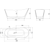 Mexen Dora freestanding bathtub 160 x 75 cm, white, black overflow - 52071607500-70
