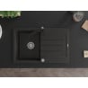 Mexen Bruno 1-Bowl Granite Sink with Drainer and Rita Kitchen Tap, Black/Gold Metallic - 6513-75-670300-70