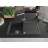 Mexen Bruno granite sink 1-bowl with drainer and Rita kitchen tap, speckled black - 6513-76-670300-00