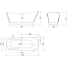 Mexen Dora freestanding bathtub 170 x 75 cm, white, brushed nickel overflow - 52071707500-97