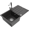 Mexen Bruno 1-compartment granite sink with a drip tray and kitchen mixer tap Rita, spotted black - 6513-76-670300-00