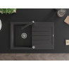 Mexen Bruno Granite Kitchen Sink with 1 Basin, Drainer, and Rita Kitchen Faucet, Black Speckled - 6513-76-670300-76