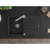 Mexen Bruno single-bowl granite sink with drainer and kitchen faucet Rita, black - 6513-77-670300-00