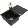 Mexen Bruno granite kitchen sink, single-bowl with drainer and Rita kitchen faucet, black - 6513-77-670300-50