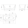 Mexen Oris freestanding ribbed bathtub 150 x 75 cm, white/black, brushed nickel overflow - 52871507575-97