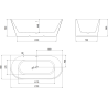 Mexen Oris freestanding wall-mounted fluted bathtub 170 x 80 cm, white/black, chrome overflow - 52871708075-01