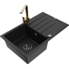 Mexen Bruno 1-compartment granite sink with a drip tray and kitchen mixer tap Rita, Black - 6513-77-670300-50-B