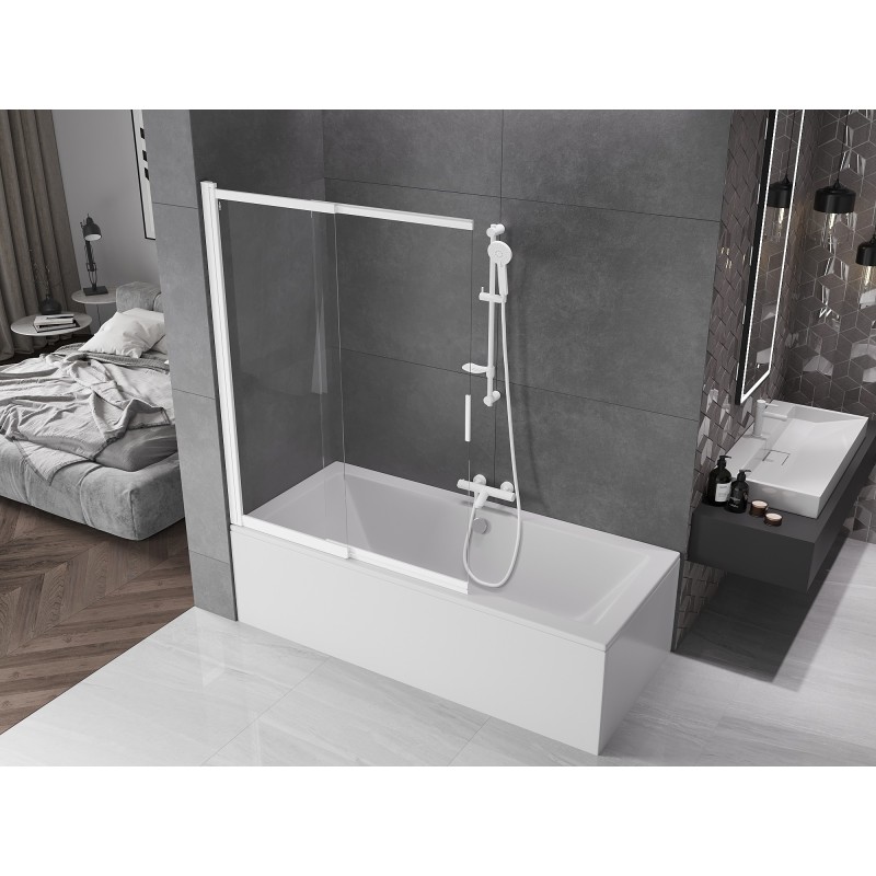 Mexen Fox two-wing sliding bath screen 120 x 150 cm, transparent, white - 891-120-002-20-00