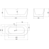 Mexen Silo free-standing corner left fluted bathtub 150 x 75 cm, white, brushed gun gray overflow - 52891507500L-66