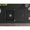 Mexen Bruno granit kitchen sink 1-bowl with draining board and kitchen faucet Rita, black - 6513-77-670300-70