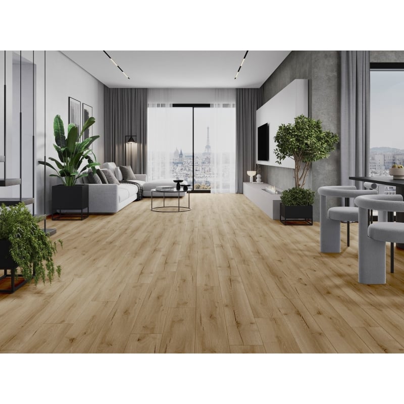 Mexen Buffalo sample of LVT vinyl panels Dryback 2.5 mm, PVC underlayment, 4 V-Groove, Oak - F1307-S