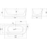 Mexen Silo freestanding corner bathtub left fluted 170 x 80 cm, white/gray, black overflow - 52891708062L-70