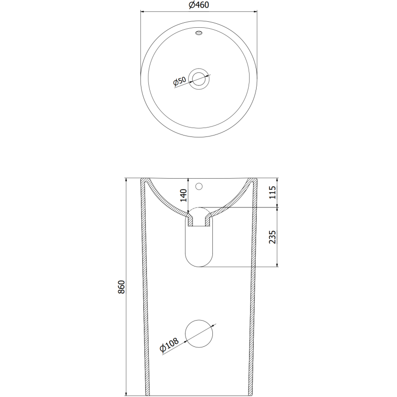 Mexen Nerda freestanding sink 46 x 46 cm, matte black - 26084670