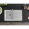 Mexen Cesar Rita White Granite 1-Bowl Kitchen Sink with Drainer and Faucet - 6514-20-670300-00