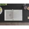 Mexen Cesar single-bowl granite sink with drainer and Rita kitchen tap, white - 6514-20-670300-00