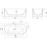 Mexen Mia freestanding corner bathtub left 140 x 75 cm, white/black, brushed gun gray overflow - 52691407575L-66