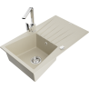 Mexen Cesar 1-bowl granite sink with drainer and kitchen faucet Rita, beige - 6514-69-670300-00
