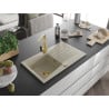 Mexen Cesar granite kitchen sink 1-bowl with drainer and kitchen faucet Rita, beige - 6514-69-670300-50
