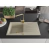 Mexen Cesar granite kitchen sink 1-bowl with drainer and kitchen faucet Rita, beige - 6514-69-670300-50