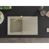 Mexen Cesar granite kitchen sink 1-bowl with drainer and kitchen faucet Rita, beige - 6514-69-670300-50