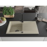 Mexen Cesar granite kitchen sink 1-bowl with drainer and Rita kitchen faucet, beige - 6514-69-670300-70