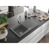 Mexen Cesar 1-bowl granite kitchen sink with drainer and Rita kitchen faucet, gray - 6514-71-670300-00