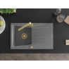 Mexen Cesar granit kitchen sink 1-bowl with drainer and Rita kitchen faucet, gray - 6514-71-670300-50