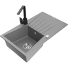 Mexen Cesar 1-bowl granite sink with drainer and kitchen faucet Rita, gray - 6514-71-670300-70