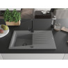 Mexen Cesar 1-bowl granite sink with drainer and kitchen faucet Rita, gray - 6514-71-670300-70-B