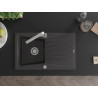 Mexen Cesar granite kitchen sink 1-bowl with drainer and kitchen faucet Rita, black speckled - 6514-76-670300-00