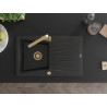 Mexen Cesar granite kitchen sink single bowl with drainer and Rita kitchen faucet, black - 6514-77-670300-50