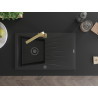 Mexen Cesar granite 1-bowl sink with drainer and Rita kitchen faucet, black - 6514-77-670300-50-B