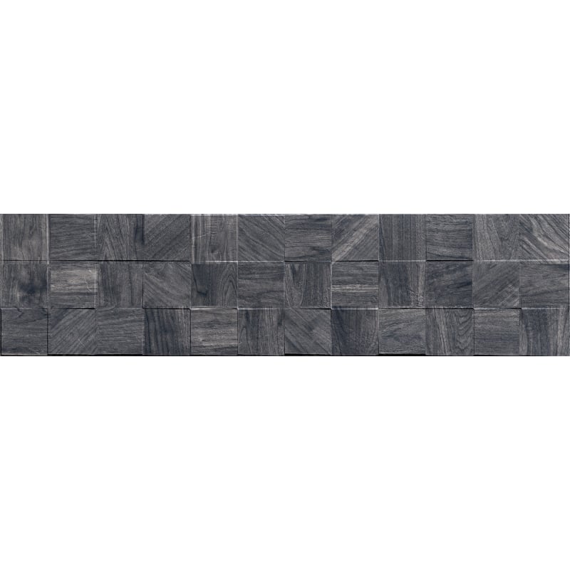 Mexen Riga Lyon Black glazed rectified tile sample. Wood-like wall tile, matte - TL713-50-S