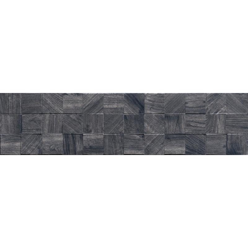 Mexen Riga Lyon Black glazed rectified tile sample. Wood-like wall tile, matte - TL713-50-S