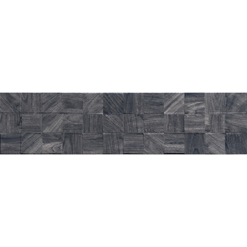Mexen Riga Lyon Black glazed rectified tile sample. Wood-like wall tile, matte - TL713-50-S