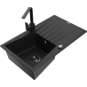 Mexen Cesar 1-compartment granite sink with a drip tray and kitchen mixer tap Rita, Black - 6514-77-670300-70-B