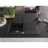 Mexen Cesar granite kitchen sink 1-bowl with drainer and kitchen faucet Rita, black - 6514-77-670300-70