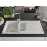 Mexen Andres Rita 1.5-bowl granite sink with drainer and kitchen faucet, white - 6515-20-670300-00