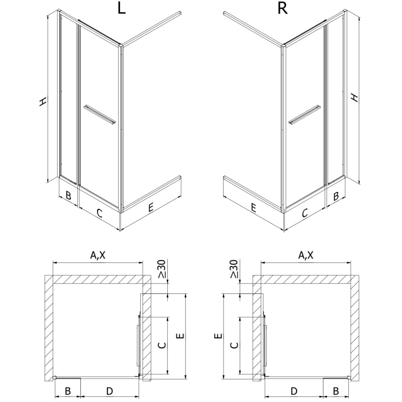 Mexen Linea sliding shower door 85 cm, transparent, chrome - 8E1-085-000-01-01