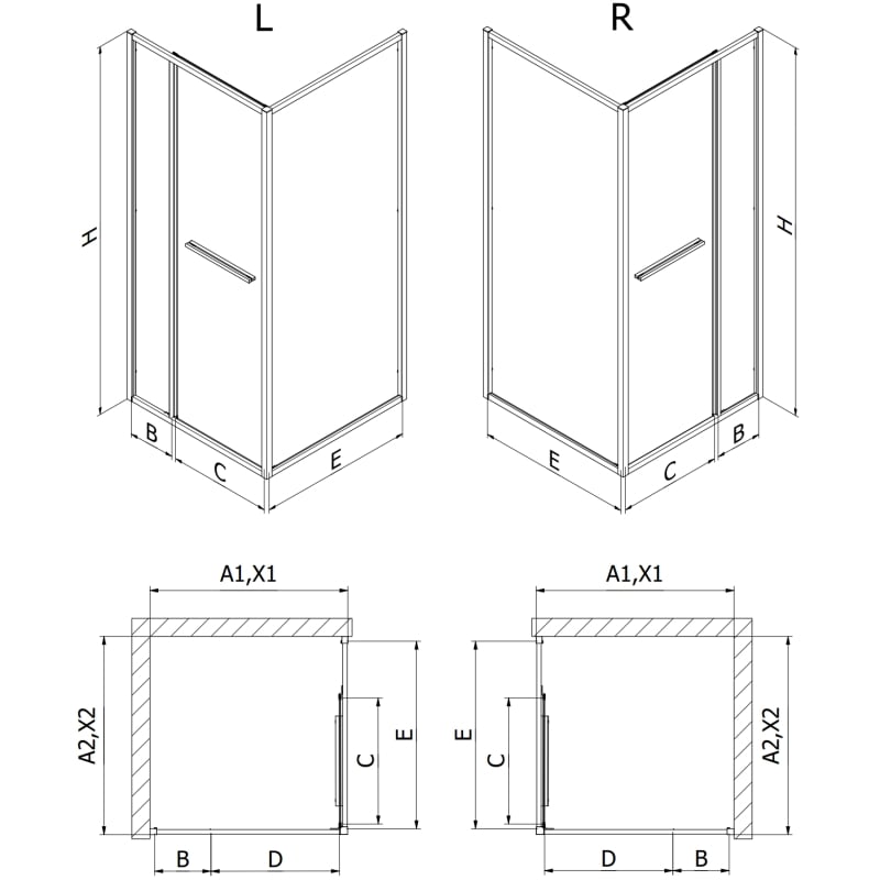 Mexen Linea sliding shower cabin 100 x 80 cm, transparent, chrome - 8E1-100-080-01-01
