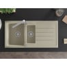 Mexen Andres 1.5-bowl granite sink with drainer and Rita kitchen tap, beige - 6515-69-670300-00