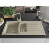 Mexen Andres granite sink 1.5-bowl with drainer and Rita kitchen faucet, beige - 6515-69-670300-69