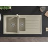 Mexen Andres granite sink 1.5-bowl with drainer and kitchen tap Rita, beige - 6515-69-670300-69
