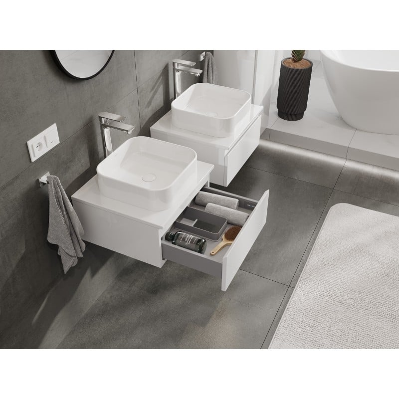 Mexen Orio bathroom cabinet under-sink 50 cm with countertop, 1 drawer, white gloss - 91A10-05023-1-BFC00
