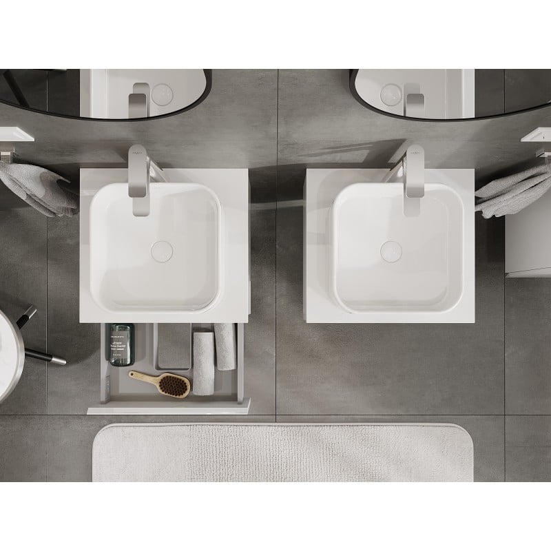 Mexen Orio bathroom cabinet under-sink 50 cm with countertop, 1 drawer, white gloss - 91A10-05023-1-BFC00