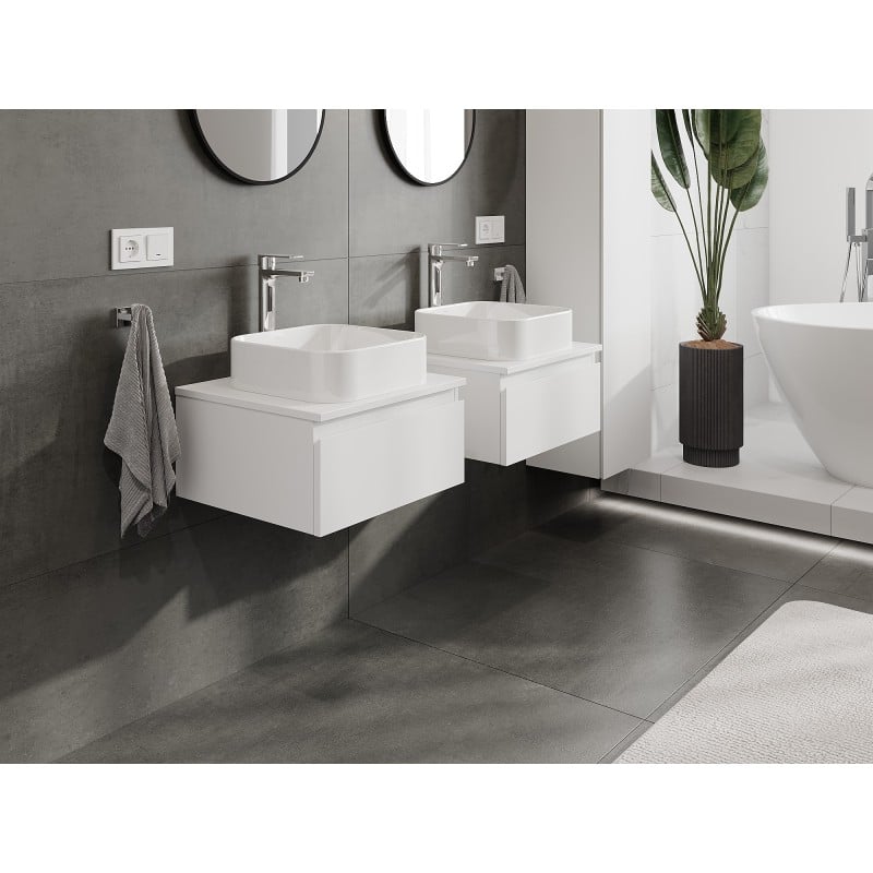 Mexen Orio 50 cm Under-Sink Bathroom Cabinet with Countertop, 1 Drawer, Matte White - 91A10-05023-1-BFC01