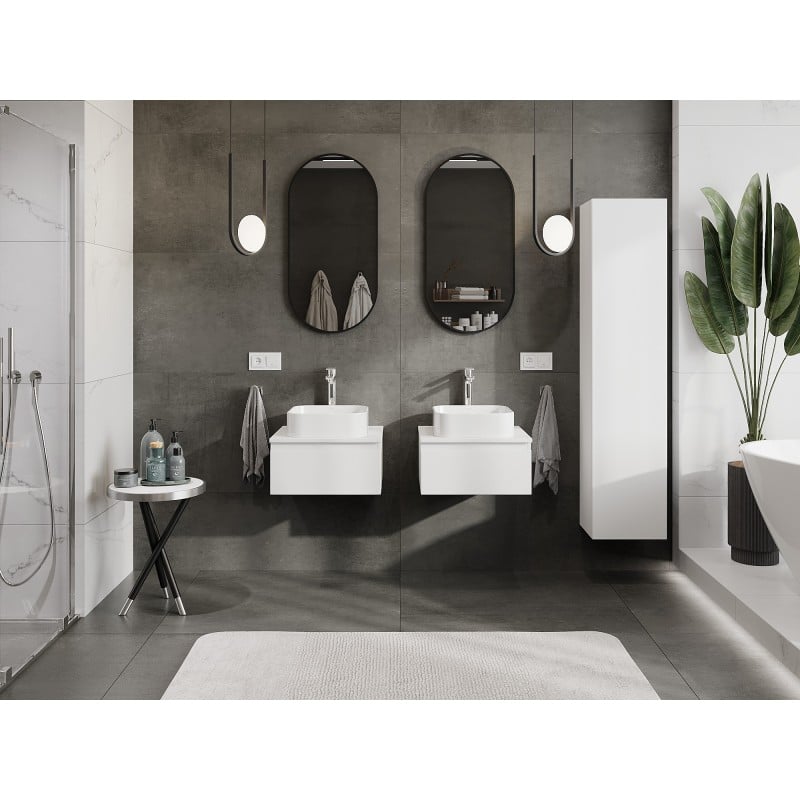 Mexen Orio 50 cm Under-Sink Bathroom Cabinet with Countertop, 1 Drawer, Matte White - 91A10-05023-1-BFC01