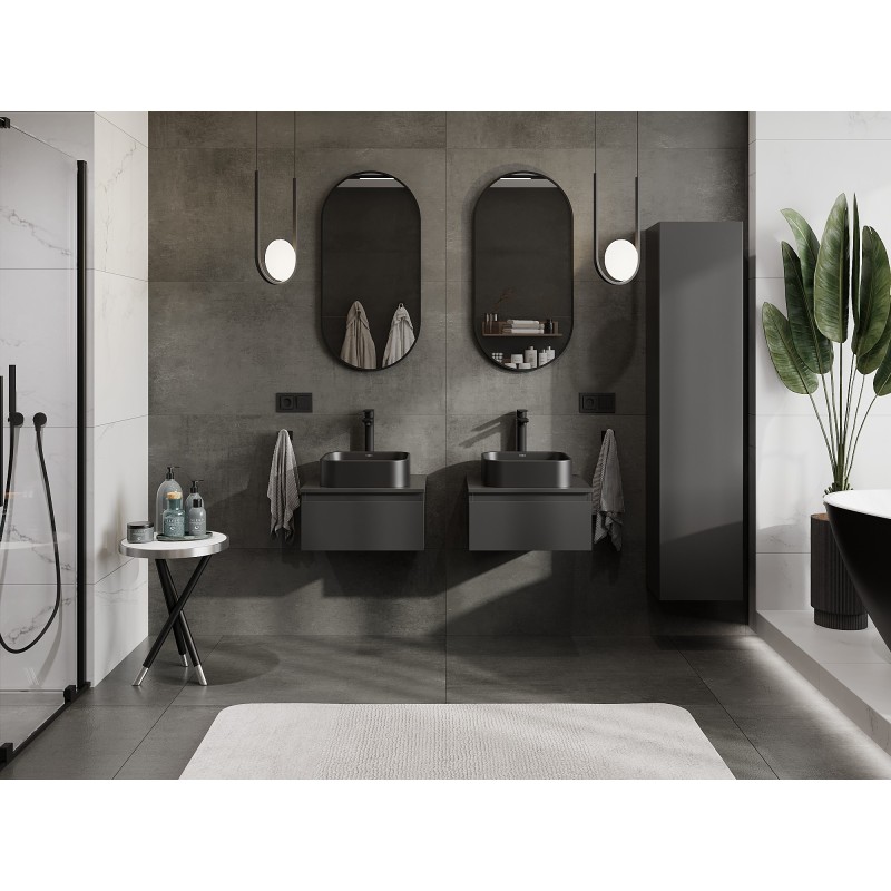 Mexen Orio bathroom cabinet for wash basin 50 cm with countertop, 1 drawer, black matt - 91A10-05023-1-BFC71