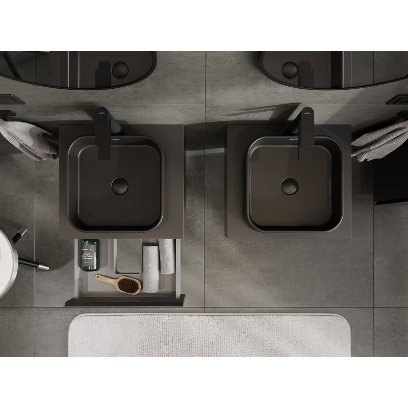 Mexen Orio bathroom cabinet for wash basin 50 cm with countertop, 1 drawer, black matt - 91A10-05023-1-BFC71